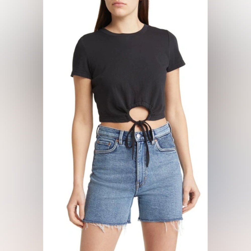 New Rails Zena Drawstring Keyhole Cropped Crewnec… - image 3